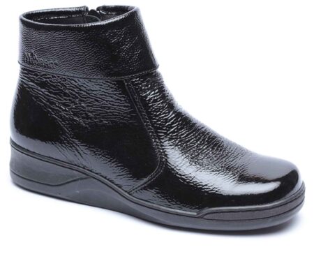 מגפונים לנשים בצבע שחור מבריק- נעלי נוחות קריסטל