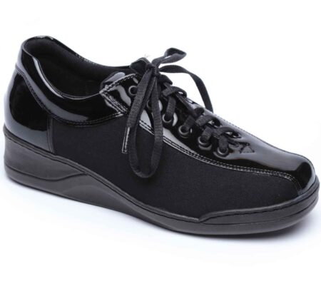 נעלי נוחות עם שרוכים שחורות בשילוב שחור לקה