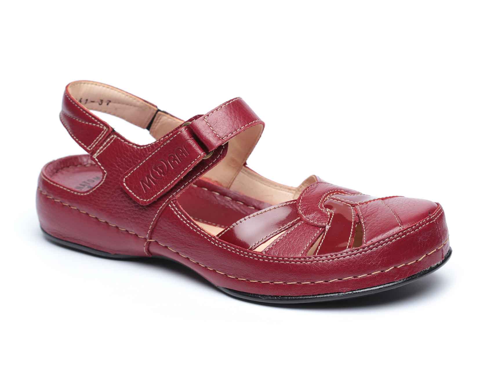 סנדלים סגורים מקדימה לנשים בצבע בורדו - נעלי נוחות של נעלי מורן