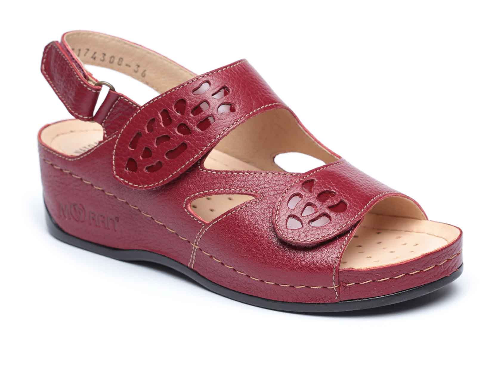 סדנלים בצבע בורדו - סנדלי נוחות של נעלי מורן